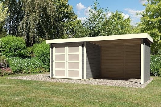 Karibu Gartenhaus Muhlendorf 2 Terragrau Mit Anbaudach 280 Cm Seiten U Rÿckwand Amazon De Baumarkt