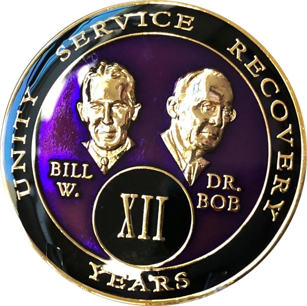 12 Year AA Medallion Purple Tri-Plate Founders Bill & Bob Chip XII