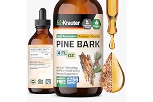 BIO KRAUTER Pine Bark Extract - Rich in Antioxidants Liquid Supplement - 400 mg French Maritime Pine Bark Extract Drops - Vegan, Alcohol & Sugar Free - 4 Fl Oz