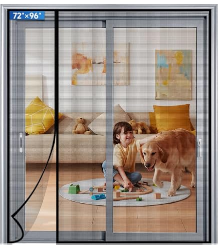 Fiberglass Magnetic Screen Door Fit Door Size 72 x 96 in- Heavy