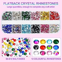 Haozher 3 Packs Nail Art Rhinestone, Colorful