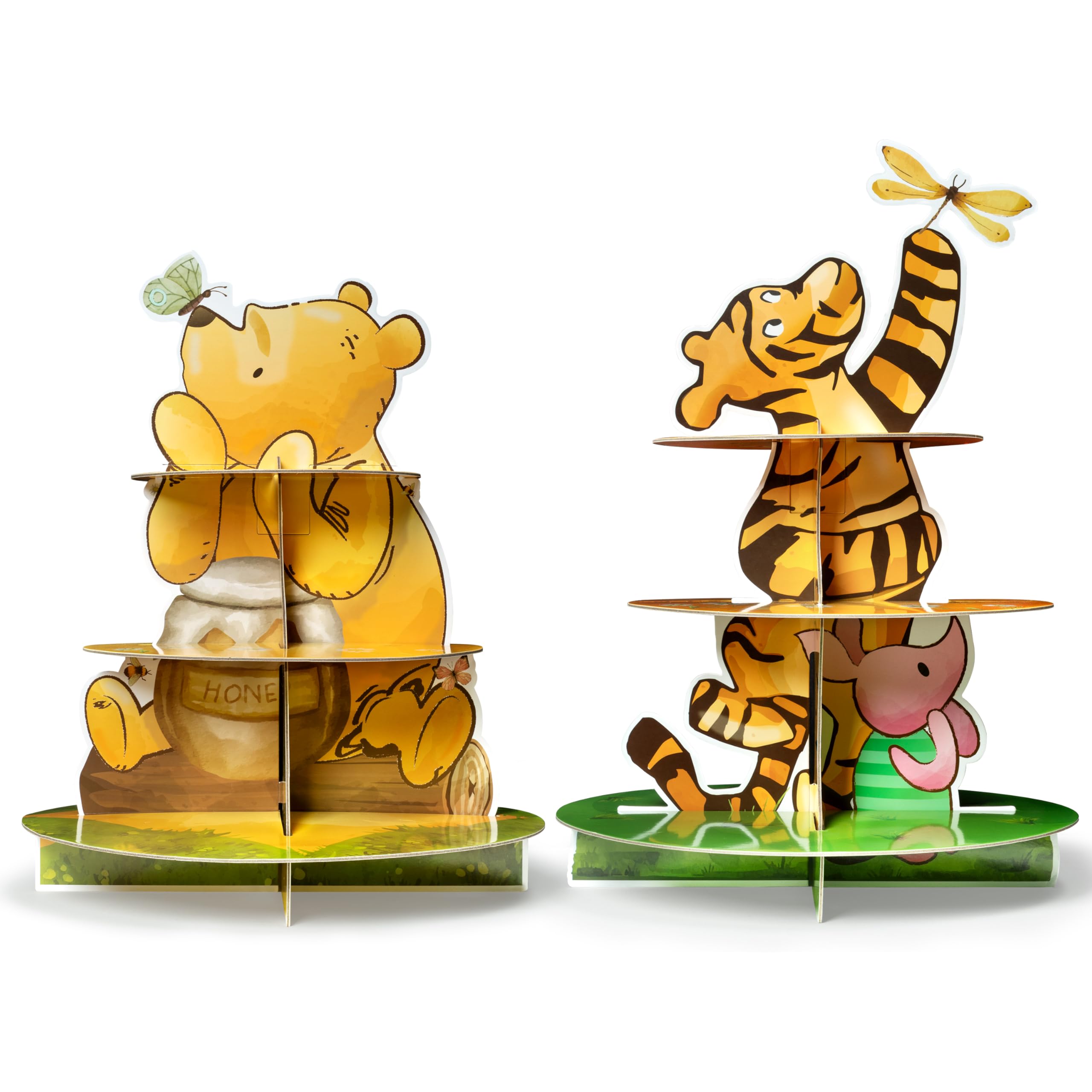 Photo 1 of Z1juce Winnie Birthday Cupcake Stand - 2 Set Winnie Theme Cardboard Dessert Holder for Baby Shower Decorations Cute Winnie Cupcake Tower Winnie Cupcake Display Stand for Birthday Party Supplies