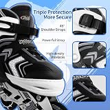 Nattork Adjustable Inline Skates for Boys 8-12 8 Illuminating Wheels Black view 2