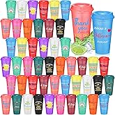 Skylety 48 Pack Employee Appreciation Gifts in Bulk 16 oz Reusable Plastic Coffee Cups with Lids Teacher Appreciation Tumblers Thank You Gifts for Coworker Staff Team Volunteer