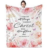 Jekeno Christian Gifts for Women Inspirational Religious Blanket Baptism Spiritual Gifts for Girls Women Catholic Prayer Throw Faith Based Comfort Devotional Use(50x60 Inch)