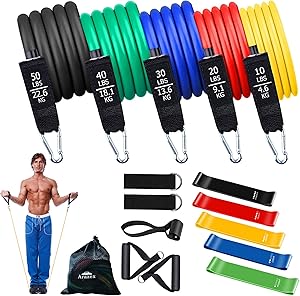 Resistance Bands Set-Resistance Bands for Men & Women,Exercise Bands for working out,Workout Bands, Handles,Legs Ankle Straps,Door Anchor, Carry Bag,Instruction Sheet & 5 Resistance Loop Bands (17pcs)