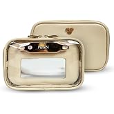 OFT 2024 LITTMINI Lighted Mirror Case - Small Makeup Bag with Detachable Mirror &amp; Multiple Pouches for Organization - Vegan Leather, Mini Makeup Bag Ideal for Travel &amp; Everyday Essentials (Latte)