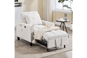 choairy Convertible Sleeper Chair, 3 in 1 Sleeper Chair Bed Pull Out Sofa Bed Chairs, Velvet Single Sofa with Adjustable Backrest for Adults Reading Living Room, Bedroom, Beige