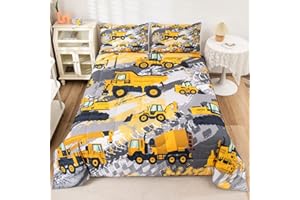 Feelyou Boys Cartoon Car Bedding Set Kids Construction Vehicles Comforter for Kids Children Cartoon Machinery Truck Comforter