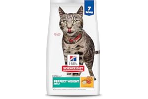Hill's Science Diet Perfect Weight, Adult 1-6, Weight Management Support, Dry Cat Food, Chicken Recipe, 7 lb Bag