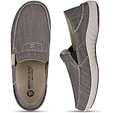 Mens Slip On Shoes, Canvas Mens Loafers with Arch Support, Orthopedic Mens Boat Shoes for Plantar Fasciitis, Indoor & Outdoor Walking Slippers Shoes for Pain Relief