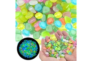 OUN NANA Glow in The Dark Rocks, 1000 PCS Small Glow in The Dark Pebbles Outdoor Decorative Stones for Garden Walkway Patio Yard Lawn Flower Bed Fish Tank Vase Flower Pot Decoration (Color)