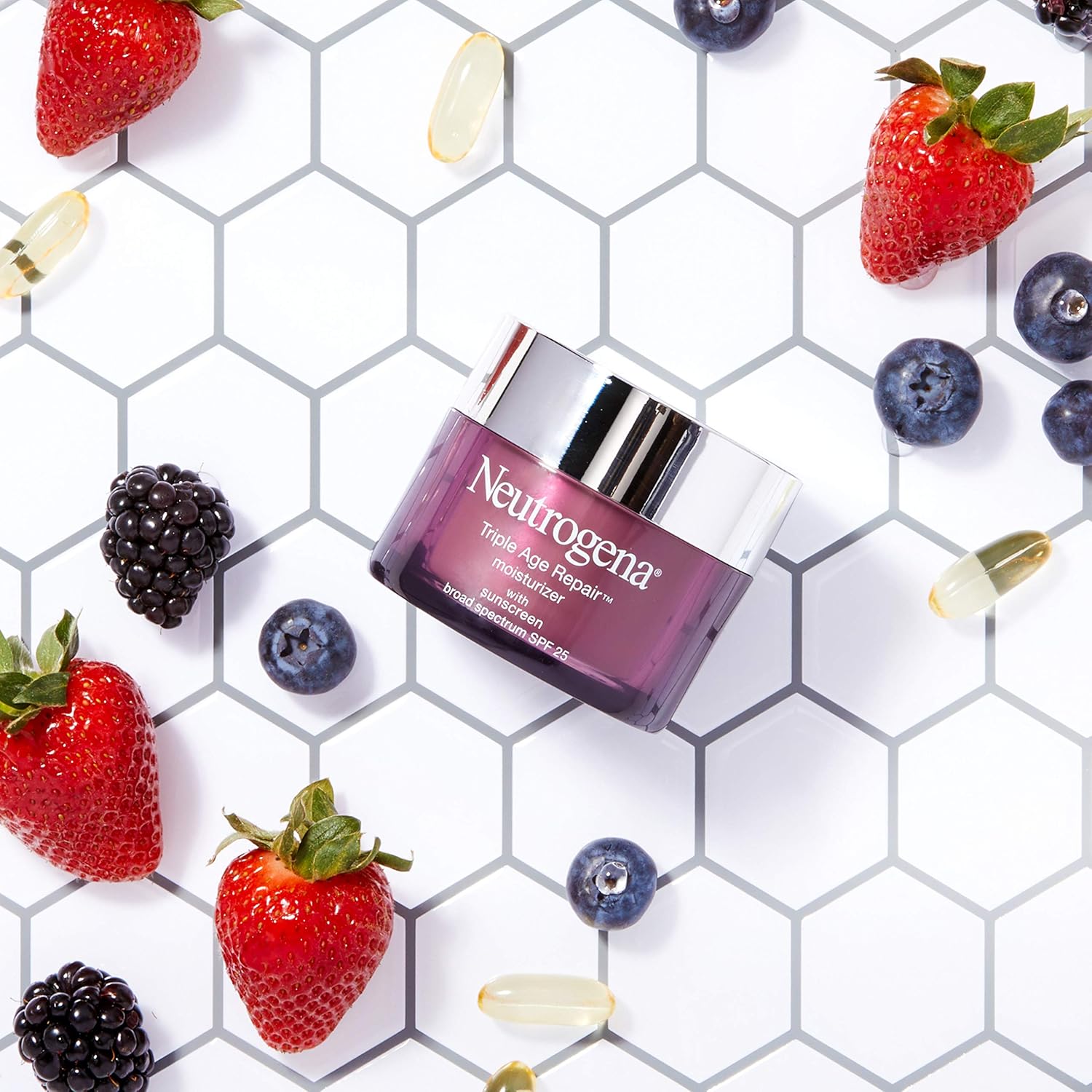 Neutrogena Triple Age Repair Anti-Aging Daily Facial Moisturizer with SPF 25 Sunscreen & Vitamin C, Firming Face & Neck Cream for Dark Spots with Glycerin & Shea Butter, 1.7 oz: Beauty