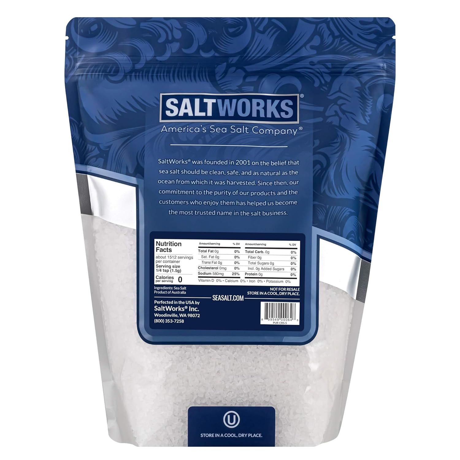 SaltWorks Pure Ocean Sea Salt, Coarse Grain, 5 Pound Bulk Bag: Grocery & Gourmet Food