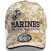 ESLA US Marine Corps Hat - Size Adjustable, Officially Licensed - Perfect Marine Corps Gifts, Military Hats for Men, Veteran (US, Alpha, One Size, Camo - The Few The Proud)