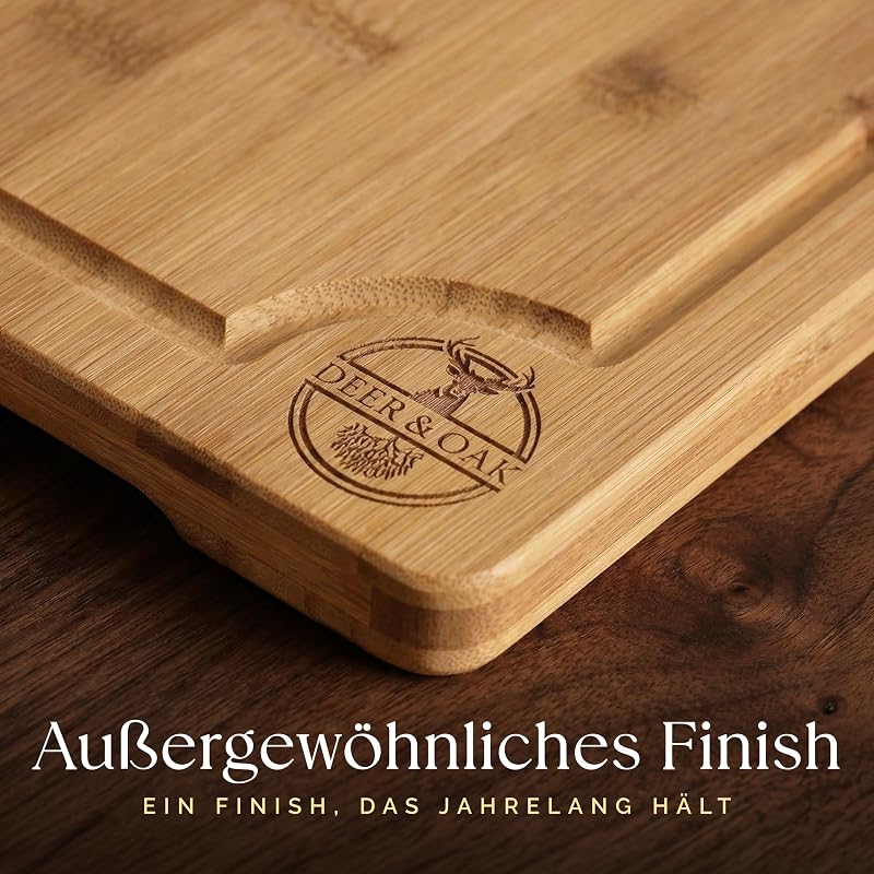 Schneidebrett Holz Bambus Set 3-teilig, vorgeölt mit Saftrille — Foto 6 von 8