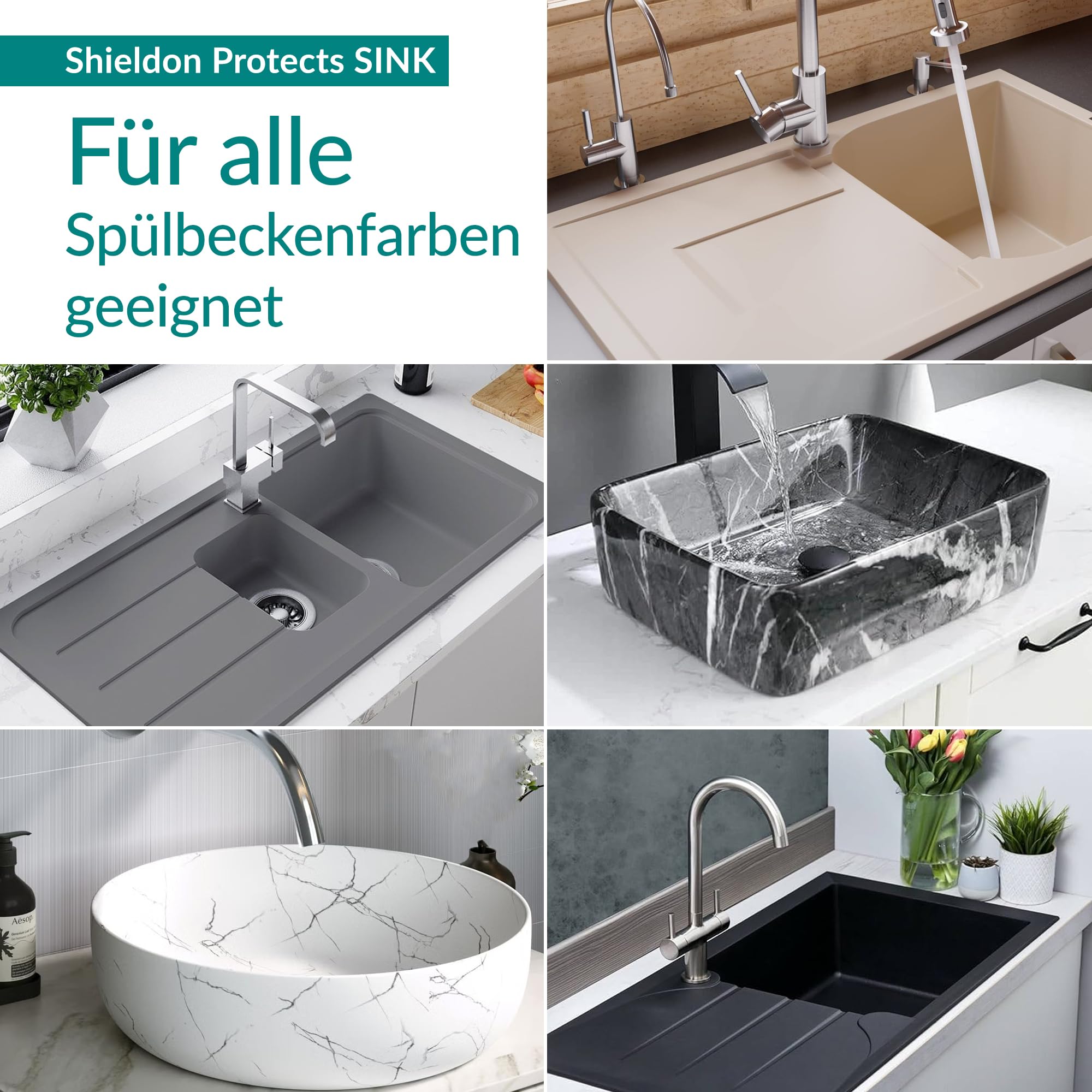 Shieldon Protects Imprägnierung für Granitspülen SINK - Lang anhaltender Schutz mit Nanobeschichtung - Ideal für Blanco Silgranit, Natursteinoberflächen und Konglomerate - 200 ml 6