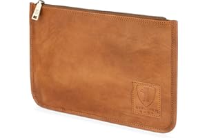 BERLINER BAGS Vintage Leather Document Pouch Theo, Passport Holder and Travel Organizer - Brown (Brown XL)