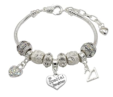 Special Daughter 21st Birthday Charm Bracelet With Gift Box