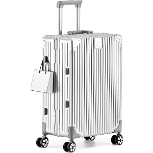 Yuweijie Checked Luggage with Spinner Wheels, Large Zipperless Rolling Suitcase with TSA Locks, Hard Shell Aluminum Frame Lug
