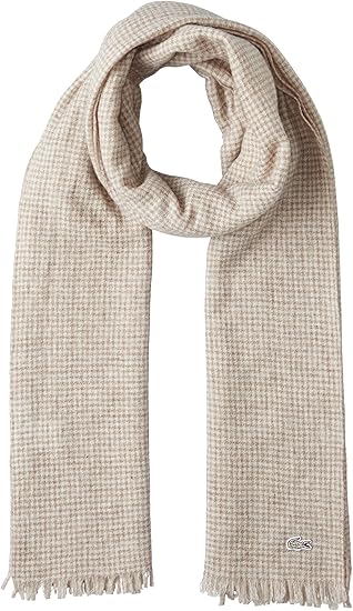 Amazon ラコステ Scarf 公式 ハウンドトゥースエアウールマフラー メンズ ベージュ Eu 000 Free サイズ ストール マフラー 通販
