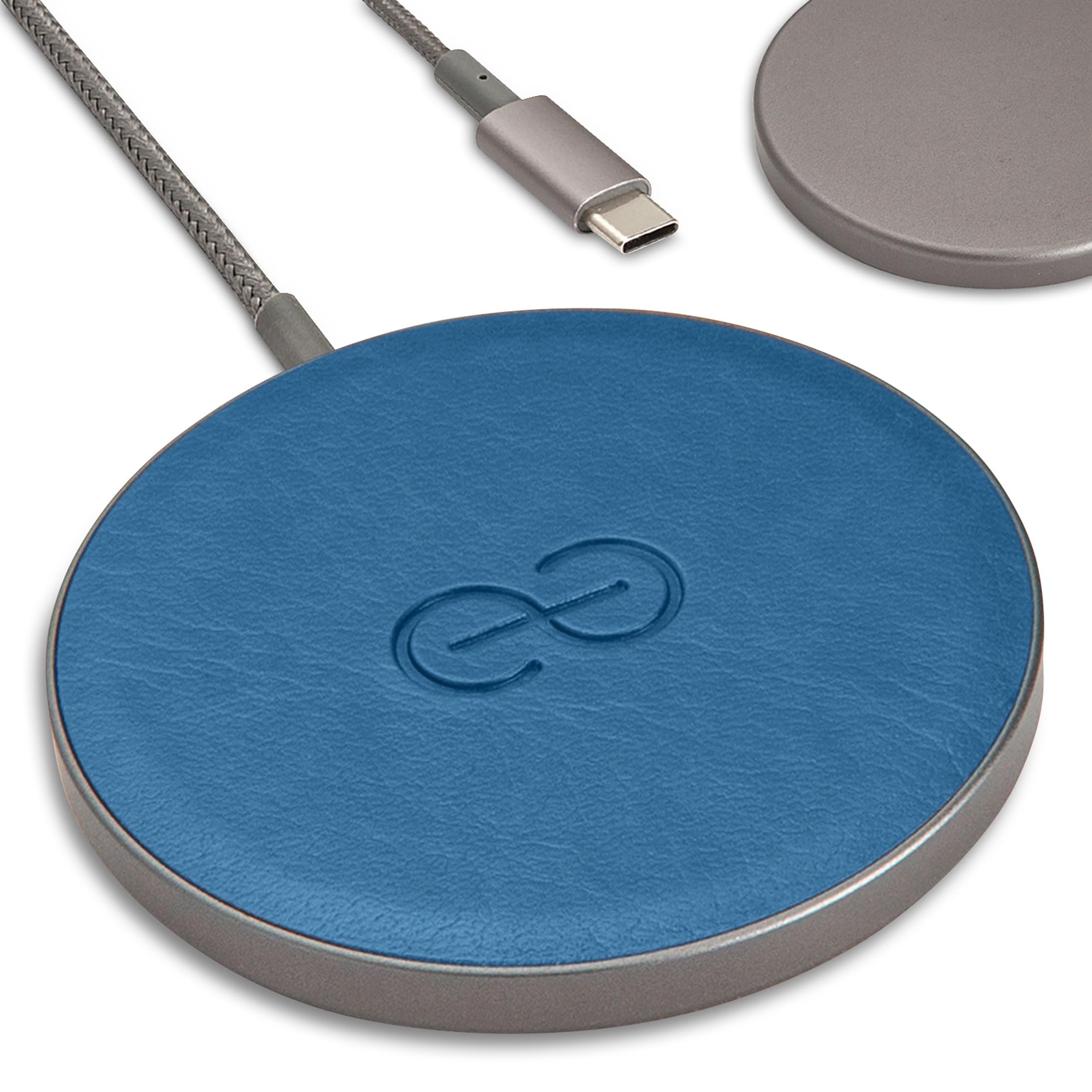 Dreem Empower Magnetic Wireless Charger Pad – Compatible with MagSafe for iPhone 17/16/15/14/13/12 & Qi-Certified Devices – Premium Vegan Leather [Slate]