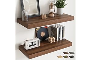 30 Inch Floating Shelves for Wall Set of 2, 12"D Wood Grain Bathroom Shelves with Invisible Brackets, Easy Install Engineered