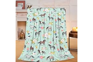 BEYNEPE Horse Throw Blanket Super Soft Warm Floral Horse Blanket for Girls Kids, Cozy Plush Fleece Farm Stuffed Animal Horse Gifts Bedding Blanket for Women Bed Couch Sofa 40"x50"