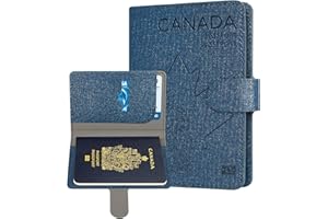 Caweet Passport Holder Cover Case Wallet, Cute Leather Travel Accessories for Women and Men, Fabric Blue