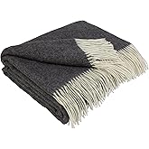 LYHome Cashmere Blanket with Merino - Luxury Wool Throw Soft Cozy and Warm, Decorative Throws Couch Bed Sofa, Warmest Blankets for Travel Camping & Cold Weather (55x79 | Dark Grey - White Herringbone)