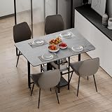 MondeeR Folding Dining Table Grey 120x80x75 cm Extendable with Storage Shelves view 6