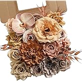 JGRSHES Coffee Artificial Flowers Combo Brown Silk Flowers Fake Roses Dahlia with Stems for DIY Wedding Bridal Bouquets,Table Centerpieces,Cake Floral Arrangement,Baby Shower,Birthday Home Decor