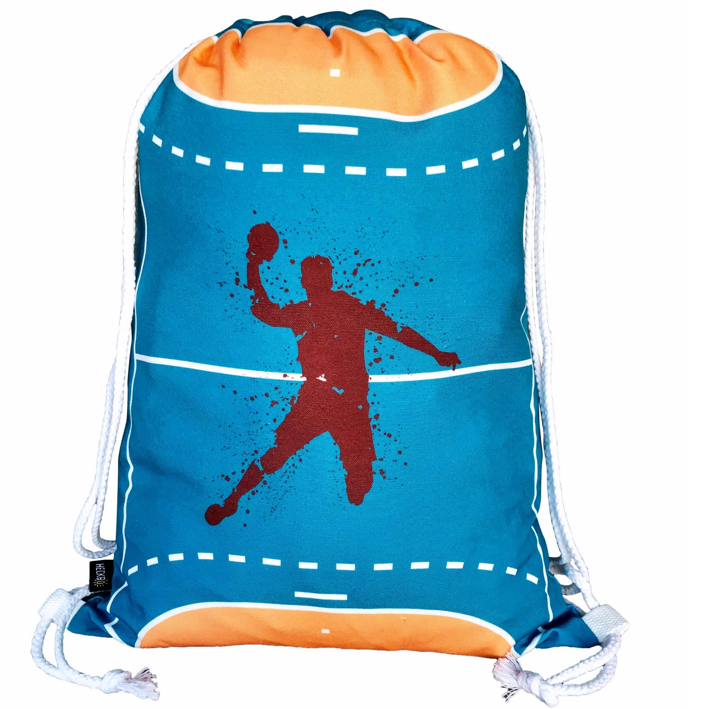 HECKBO kids handball gym drawstring bag - 40x32cm - 12.6" x 15.8" - string bag - kindergarten daycare crèche school football - children kids girl boy backpack, sports bag, fabric bag