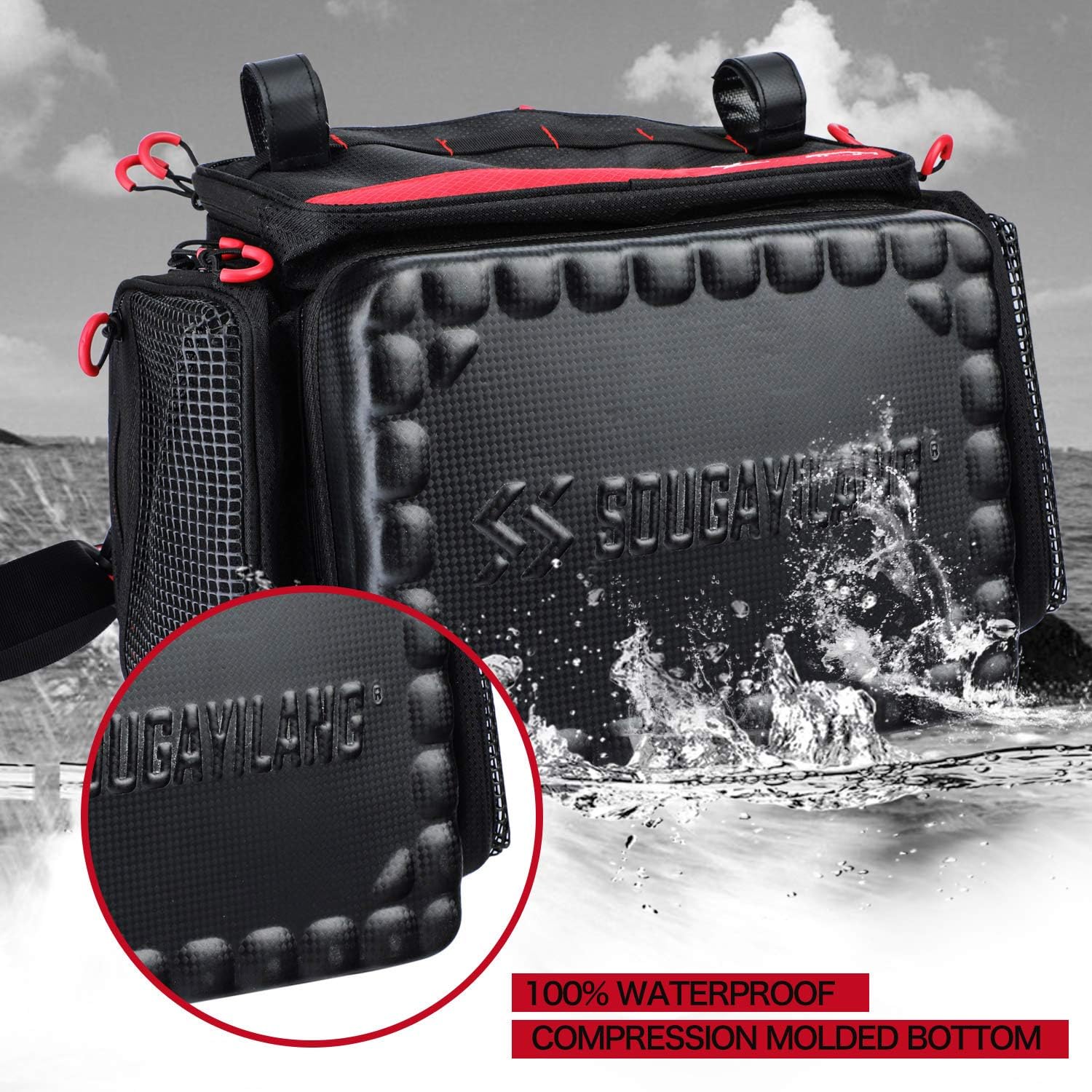 Sougayilang Fishing Tackle Bags - 100% Water-Resistant Fishing Tray Bags - Portable Fishing Organizer Shoulder Satchel - Suitable for 3600 3700 Tackle Box- Black -Standard Bag : Sports & Outdoors