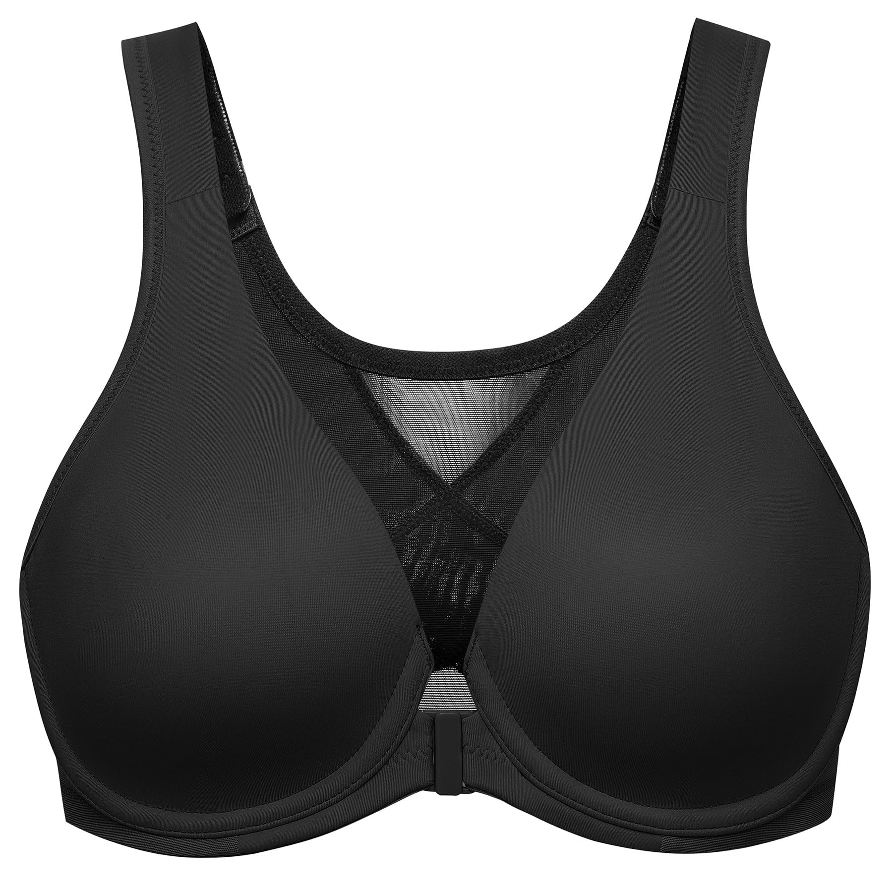 Photo 1 of MELENECA Women's Front Closure Bras Plus Size Unlined Underwire Back Support Posture Bra Black 36DD