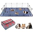 FHTONGE Large Guinea Pig Cage Habitat with 2 Pcs Waterproof Bedding, 8Sq Ft Guinea Pig Playpen with Mat, Metal Small Animal Playpen with Mat for Hamster Hedgehog Dwarf Rabbit (12 x Cage Panels)