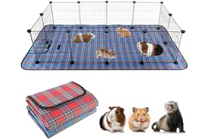 FHTONGE Large Guinea Pig Cage Habitat with 2 Pcs Waterproof Bedding, 8Sq Ft Guinea Pig Playpen with Mat, Metal Small Animal Playpen with Mat for Hamster Hedgehog Dwarf Rabbit (12 x Cage Panels)