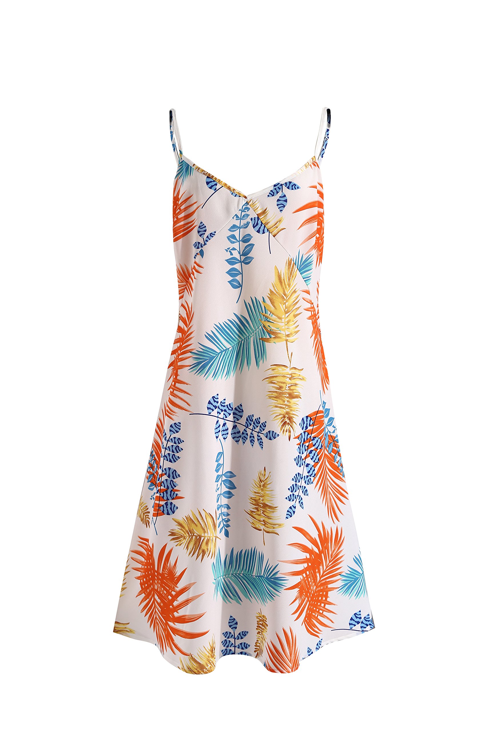 DDSOL Women\'s Casual Swing Dress Floral Print Sleeveless Knee Long Dresses