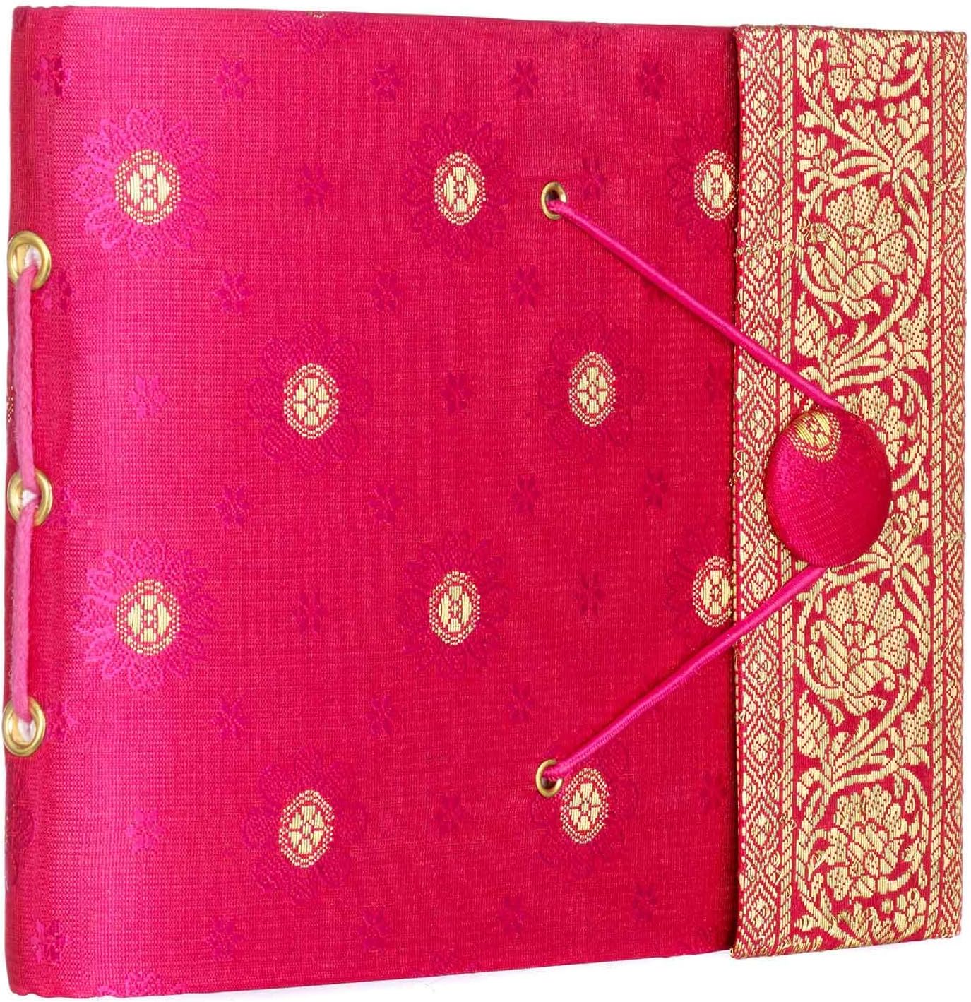 Sari Fabric Cover Photo Album Medium, Cerise