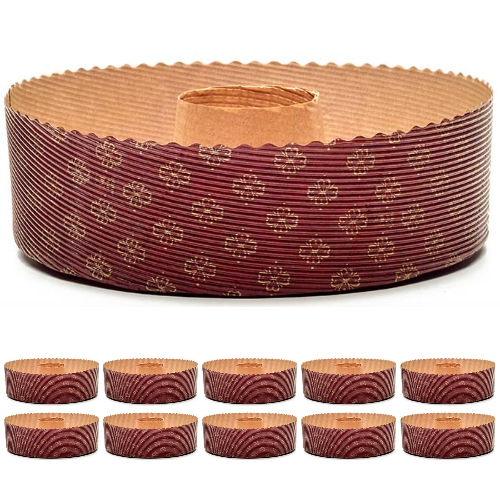 Chiffon Cake and Donut Mould, 500 g, 10 Moulds, 19 cm, Microwave Paper Cake Mould, Ideal for Baking in The Oven, Heat Resistant 220 °C, Recyclable, Made in Italy