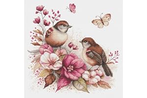 Luca-S Cross Stitch Kit - The Birds- Spring, B2420, Counted Cross Stitch Kit for Adults, Embroydery Kit