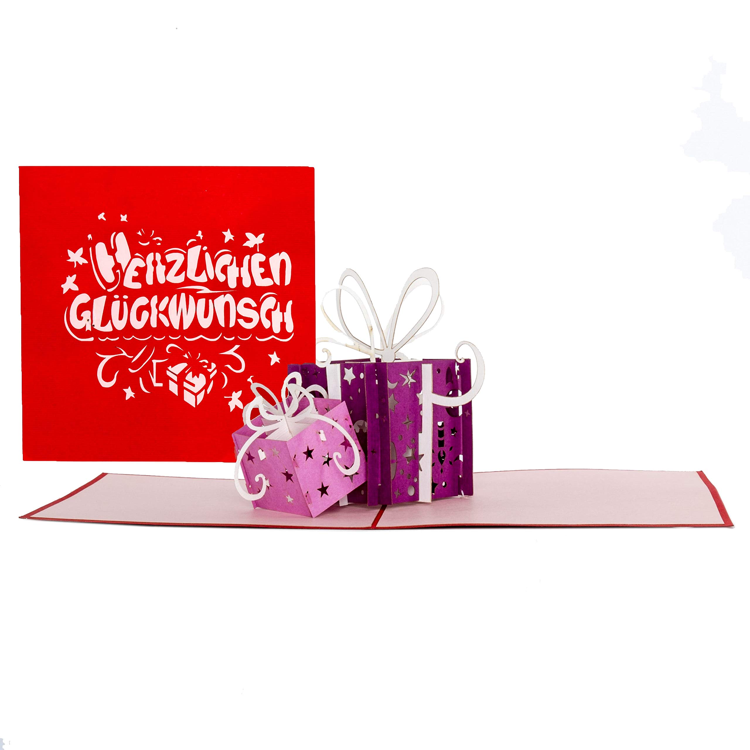 Birthday Card "Gifts - Congratulations" Purple & Pink - Pop Up Card, 3D Card, Pop Up Cards, Birthday Card, Congratulations Card, Name Day, Birth