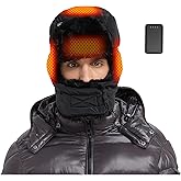CYCYHEAT Heated Trapper Hat for Men and Women, Faux Fur Hunting Outdoor Heating Hat, Upgraded 5V USB 4000 mAh Battery Pack Black