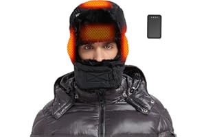 CYCYHEAT Heated Trapper Hat for Men and Women, Faux Fur Hunting Outdoor Heating Hat, Upgraded 5V USB 4000 mAh Battery Pack Black