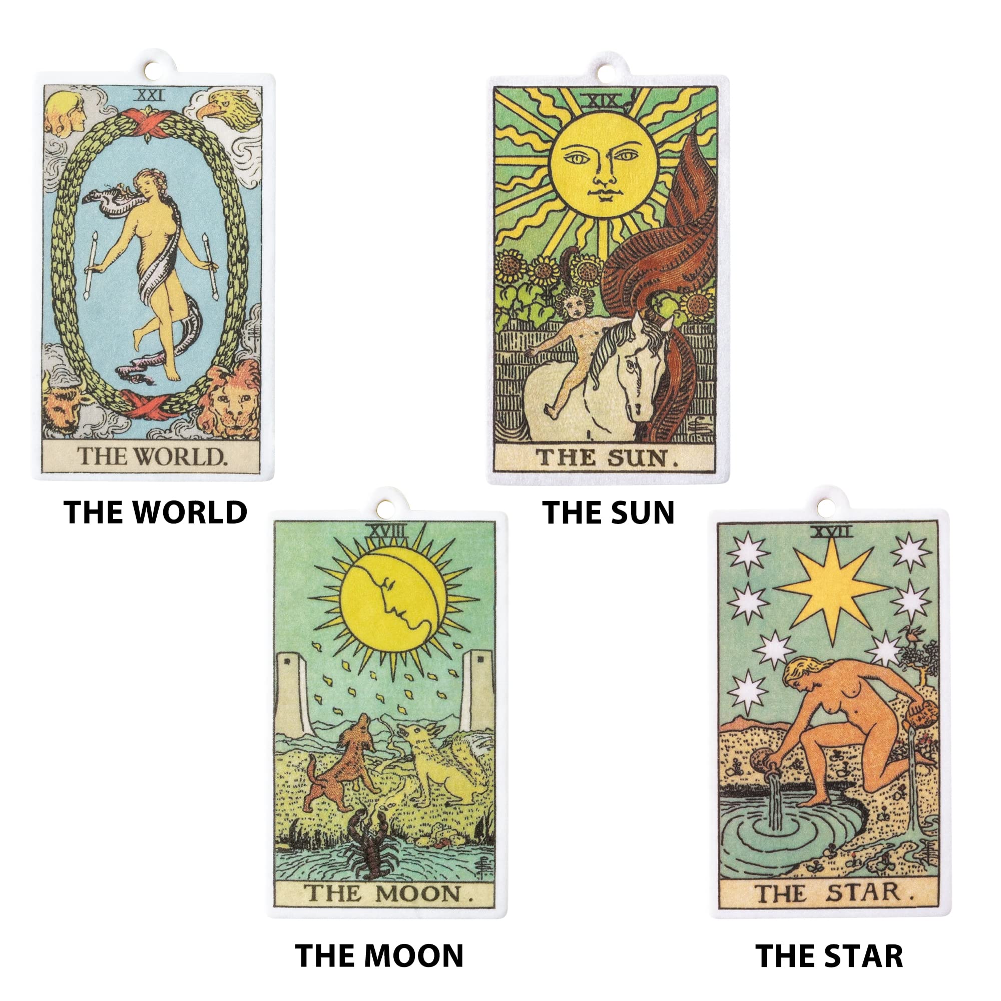 L1rabe 4Pcs Tarot Hanging Air Freshener Fragrance Scented Cards, Tarot Cards Theme Car Aromatherapy Tablets for Car Bedroom Wardrobe Shoe Cabinet, Quickly Eliminate Odor Home Office Pendant Decoration
