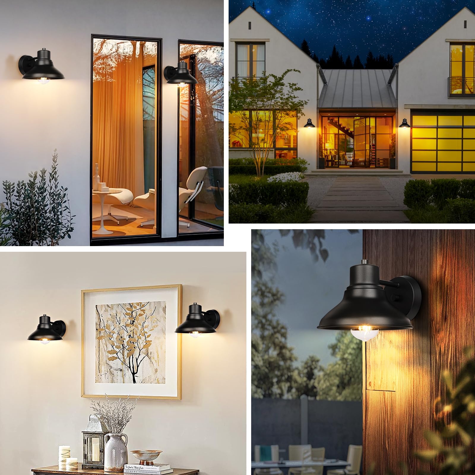 2-Pack Outdoor Light Fixtures Wall Mount, Matte Black Farmhouse Gooseneck Barn Light, Waterproof Exterior Wall Sconces, Industrial Porch Lights for House Garage Patio Entryway Front Door, E26 Socket