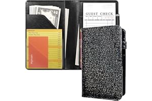 MYMAZN Glitter Black Server Book for Waitress Book Server Wallet Waiter Book Cute Bling Waitstaff Organizer Fit Waitress Apron (Glitter Black)