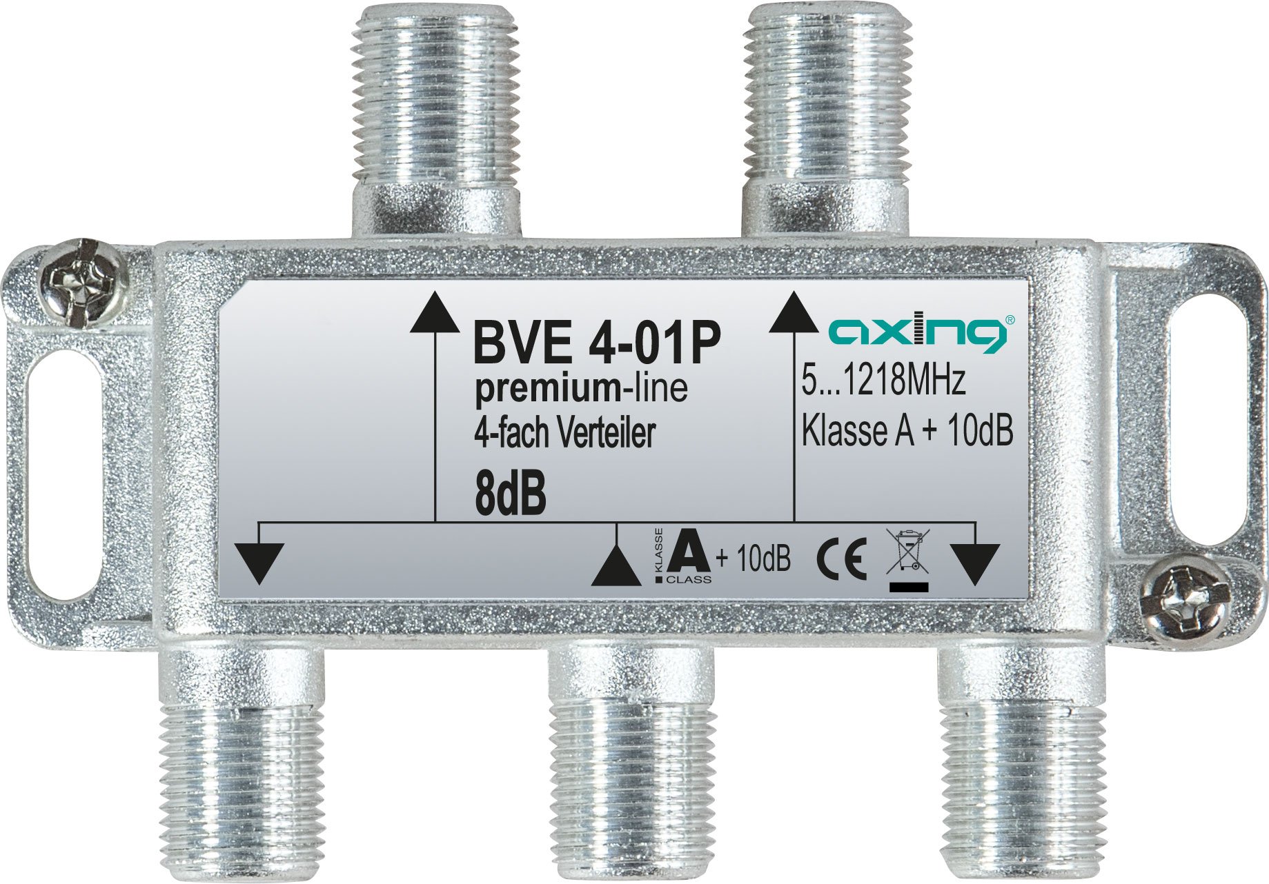 Axing BVE -01P Cable Distributor Cable CATV Multimedia DVB-T2 Class A+ 10 dB 5-1218 MHz Metal