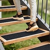 LifeGrip Outdoor Stair Treads Non-Slip 12 Pack, 6"x32" Waterproof Grip Tape for Wooden Steps, Deck, Porch - 80-Grit Adhesive Strips for Dogs, Kids & Elderly Safety