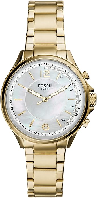 Fossil Smartwatch Híbrido para Mujer de Connected con Correa en Acero Inoxidable FTW5075